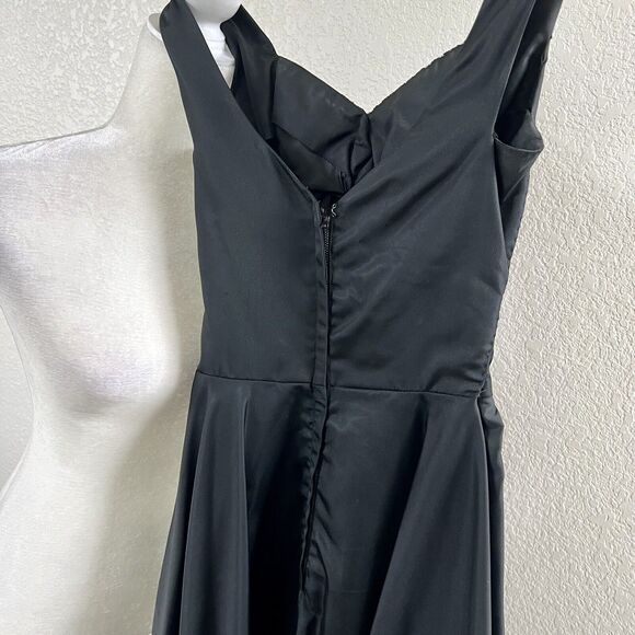 Vintage Lilli Diamond 1960s Black Chiffon Lace Bubble Bow Detail Pencil Dress - Picture 16 of 16